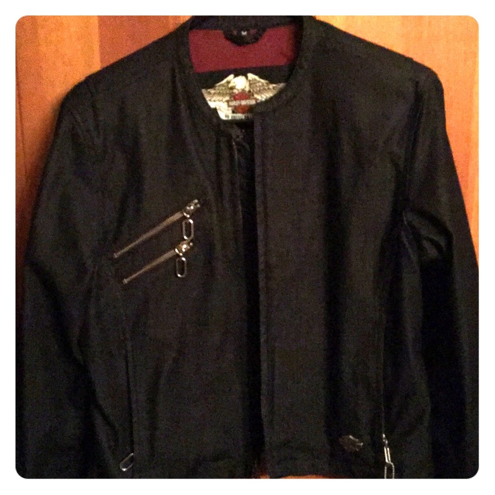 Harley-Davidson black denim jacket .
